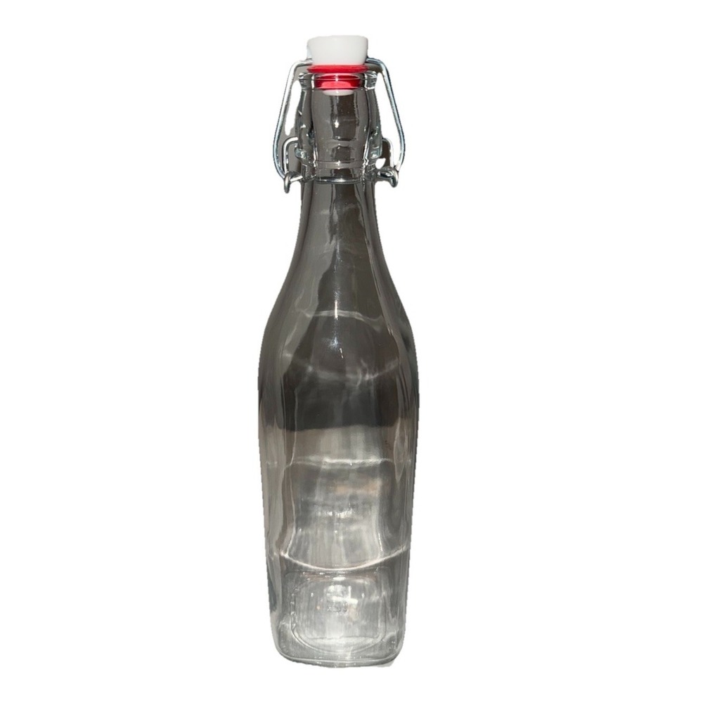 Bormioli Rocco Swing 33 3/4 oz Square Swing Top Glass Bottle with Airtight Seal